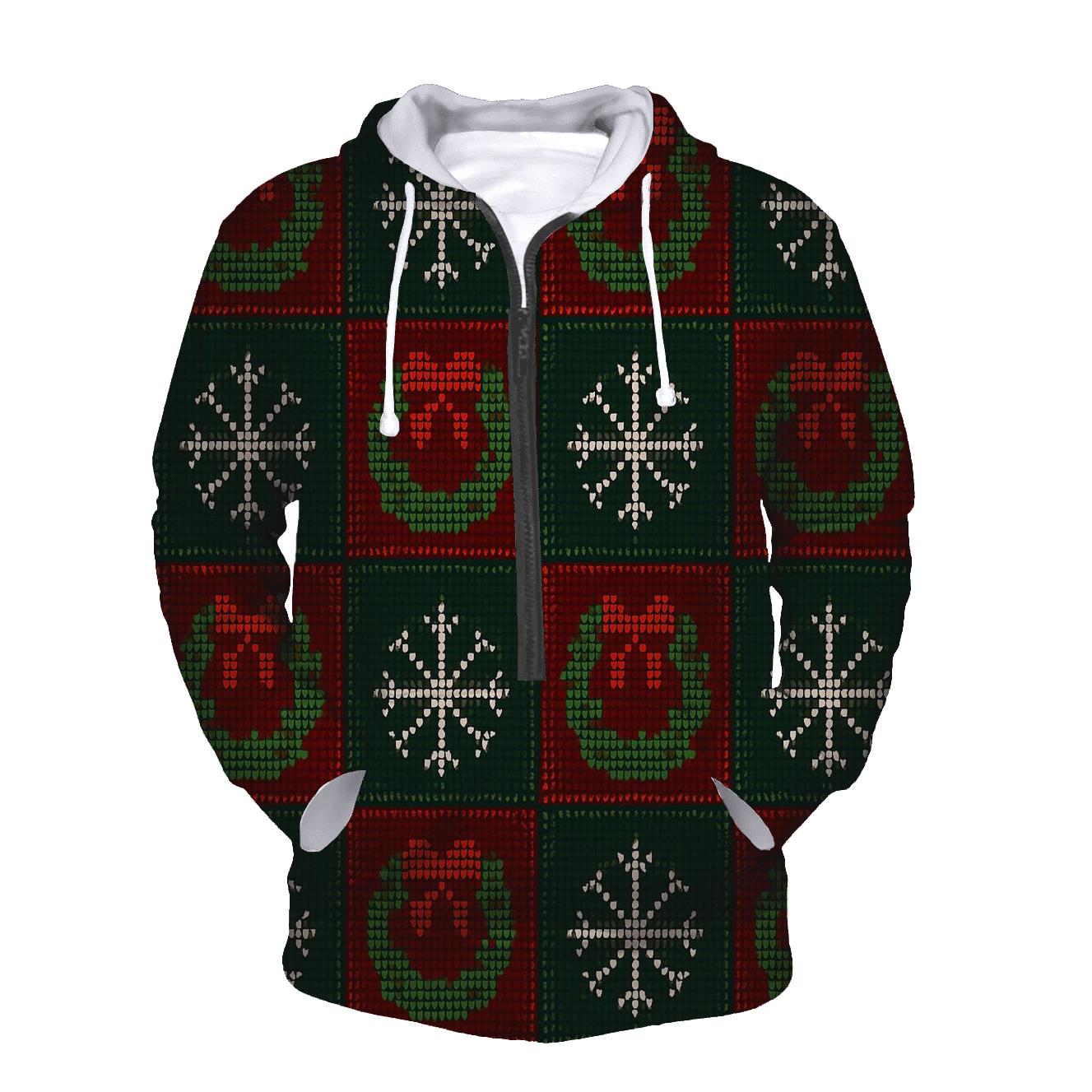 Holly Wreath Checkerboard Design graphic hoodies