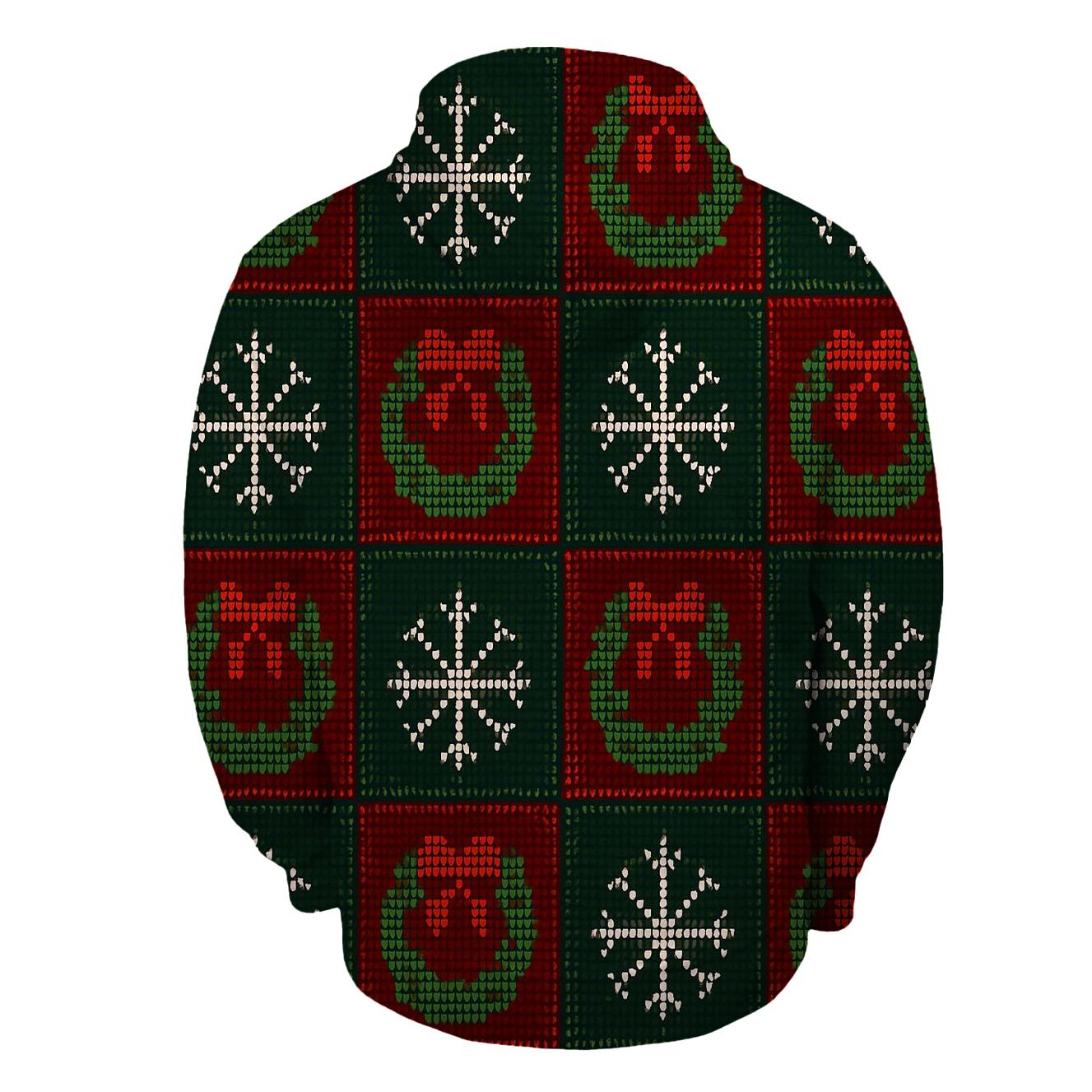 Holly Wreath Checkerboard Design graphic hoodies