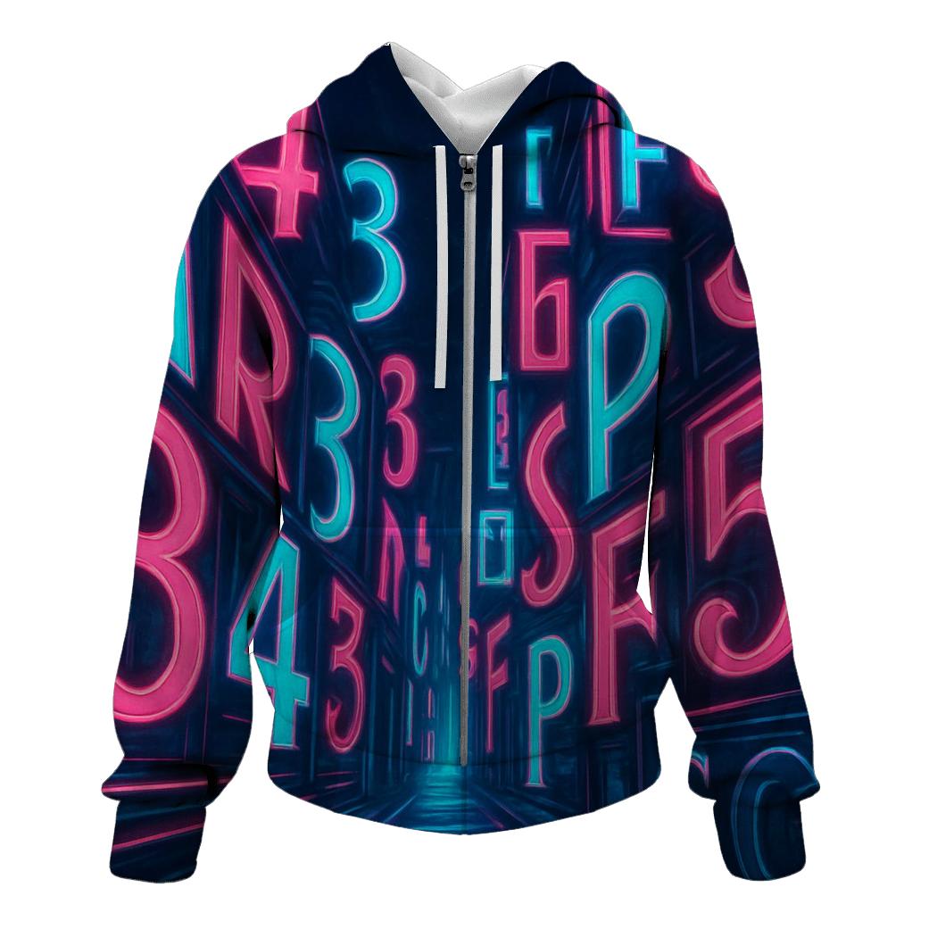 Neon Alley Typography Flow zip-up hoodies
