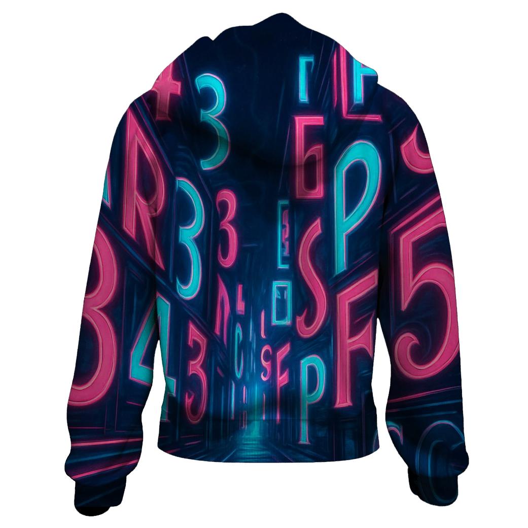 Neon Alley Typography Flow zip-up hoodies