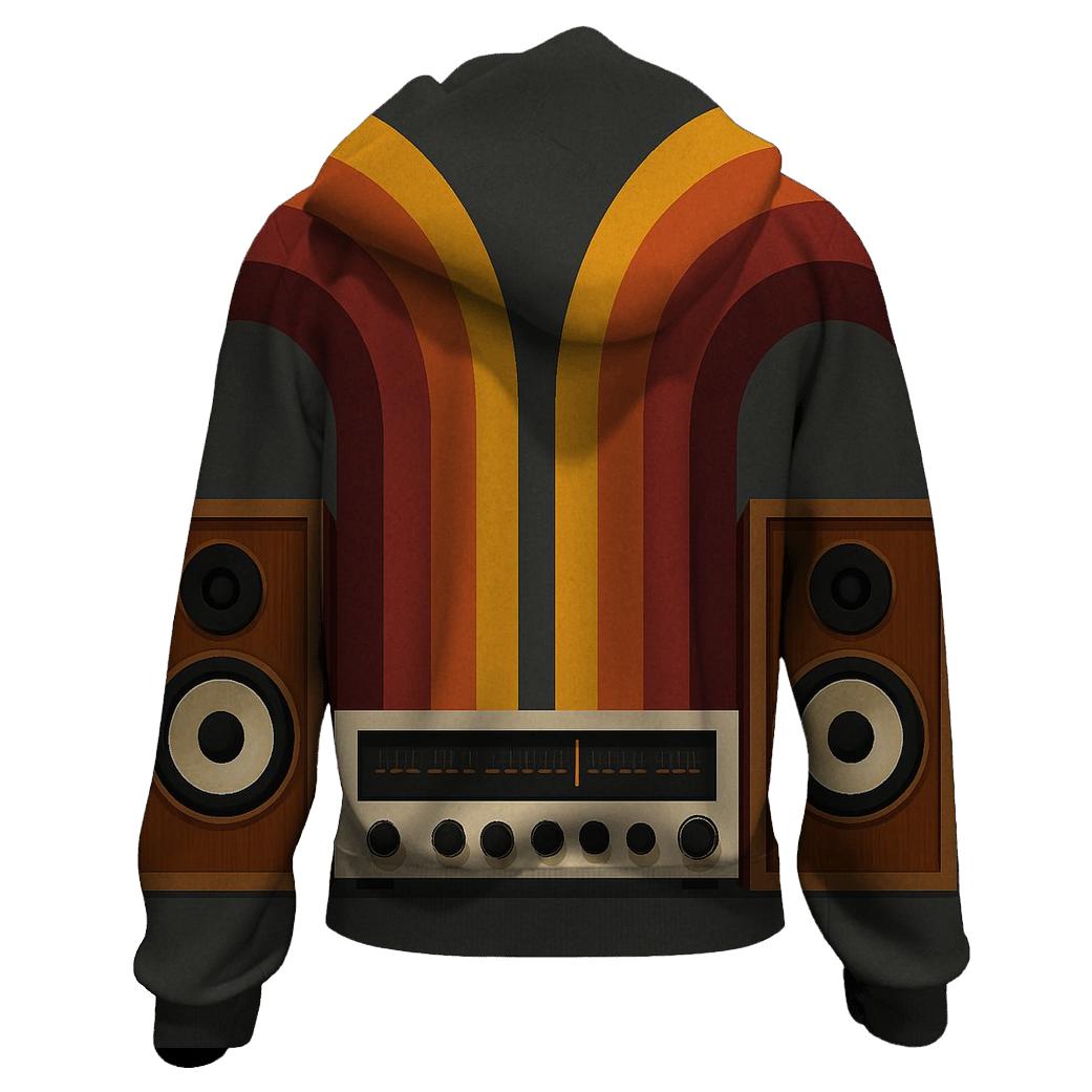 Retro Stereo Sound Waves pullover hoodies