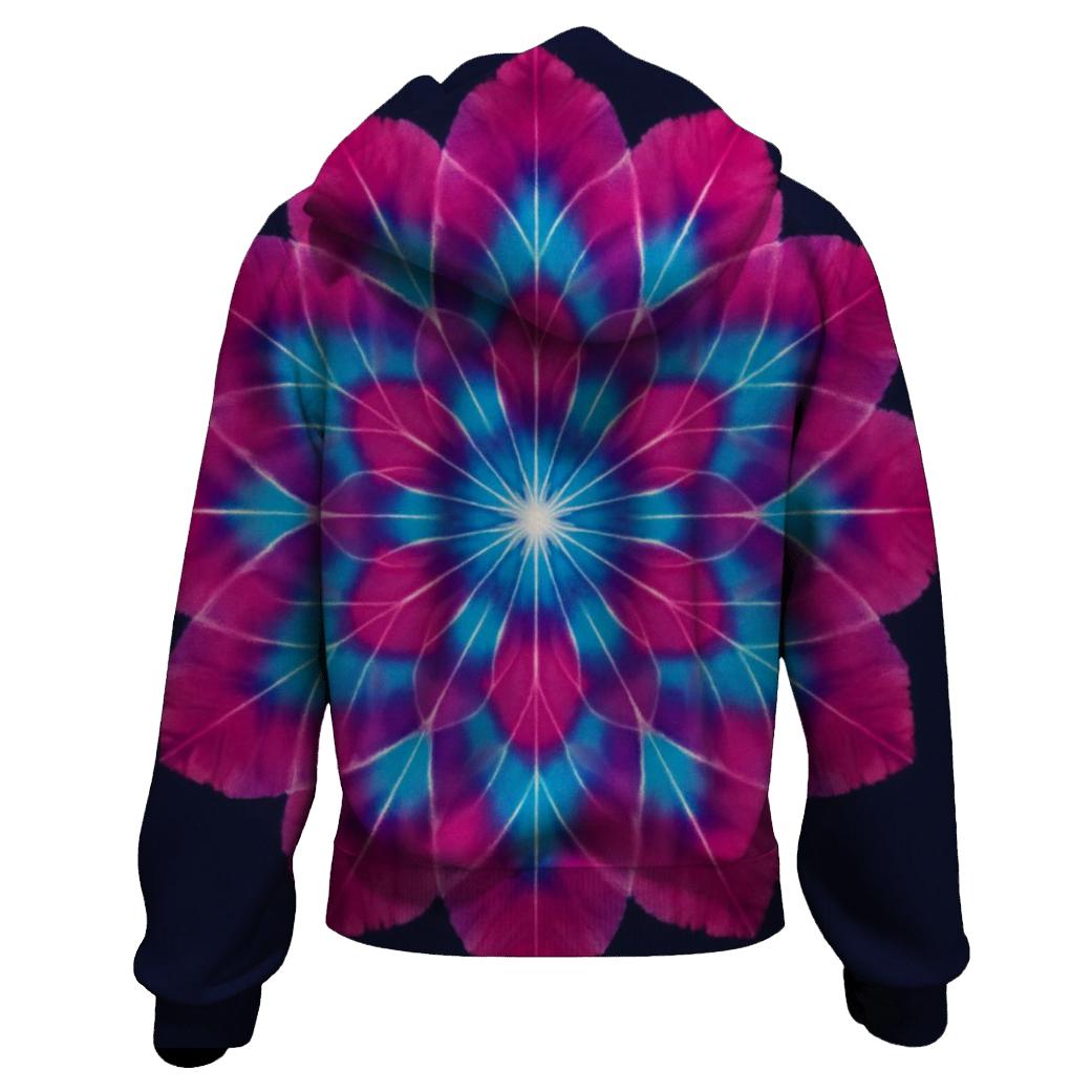 Magenta Cyan Mandala Galaxy embroidered hoodies