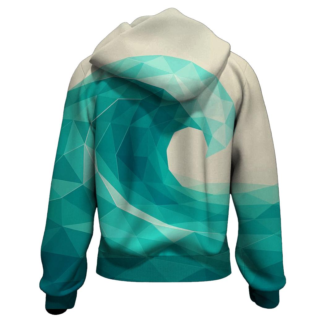 Geometric Ocean Fractals embroidered hoodies