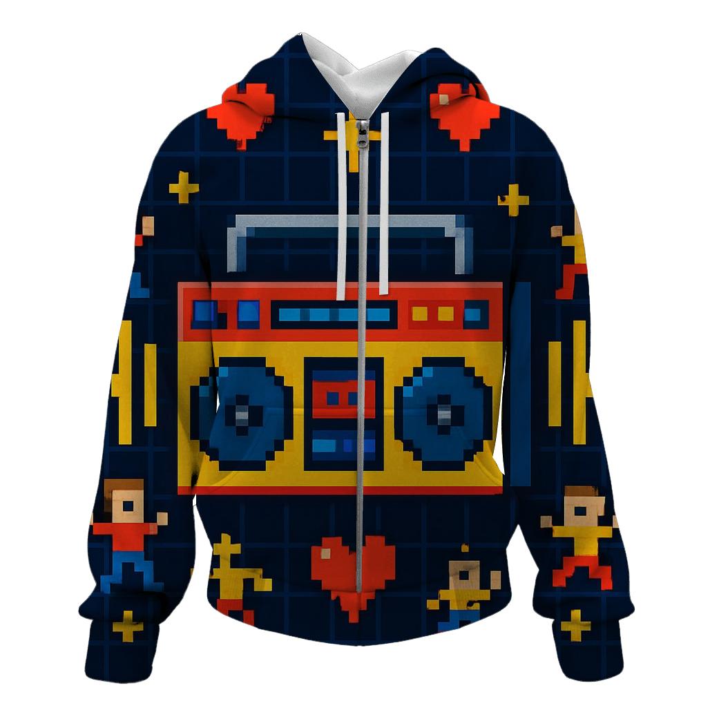 Pixel Boombox Arcade graphic hoodies