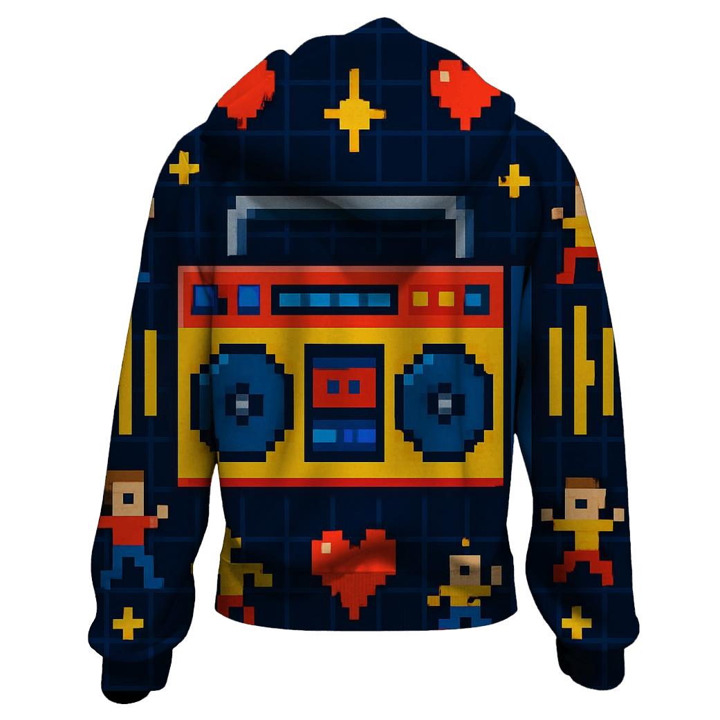 Pixel Boombox Arcade graphic hoodies