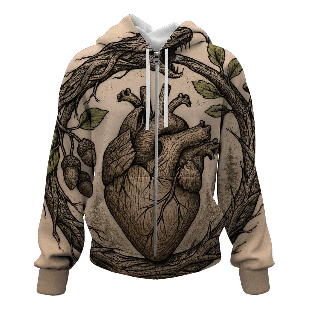 Forest Heart Rooted Ouroboros zip-up hoodies