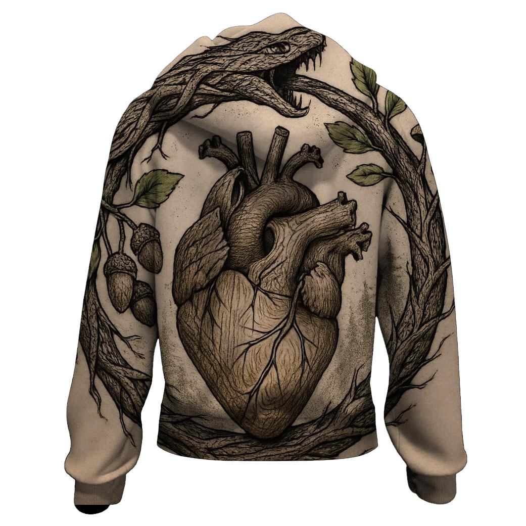 Forest Heart Rooted Ouroboros zip-up hoodies