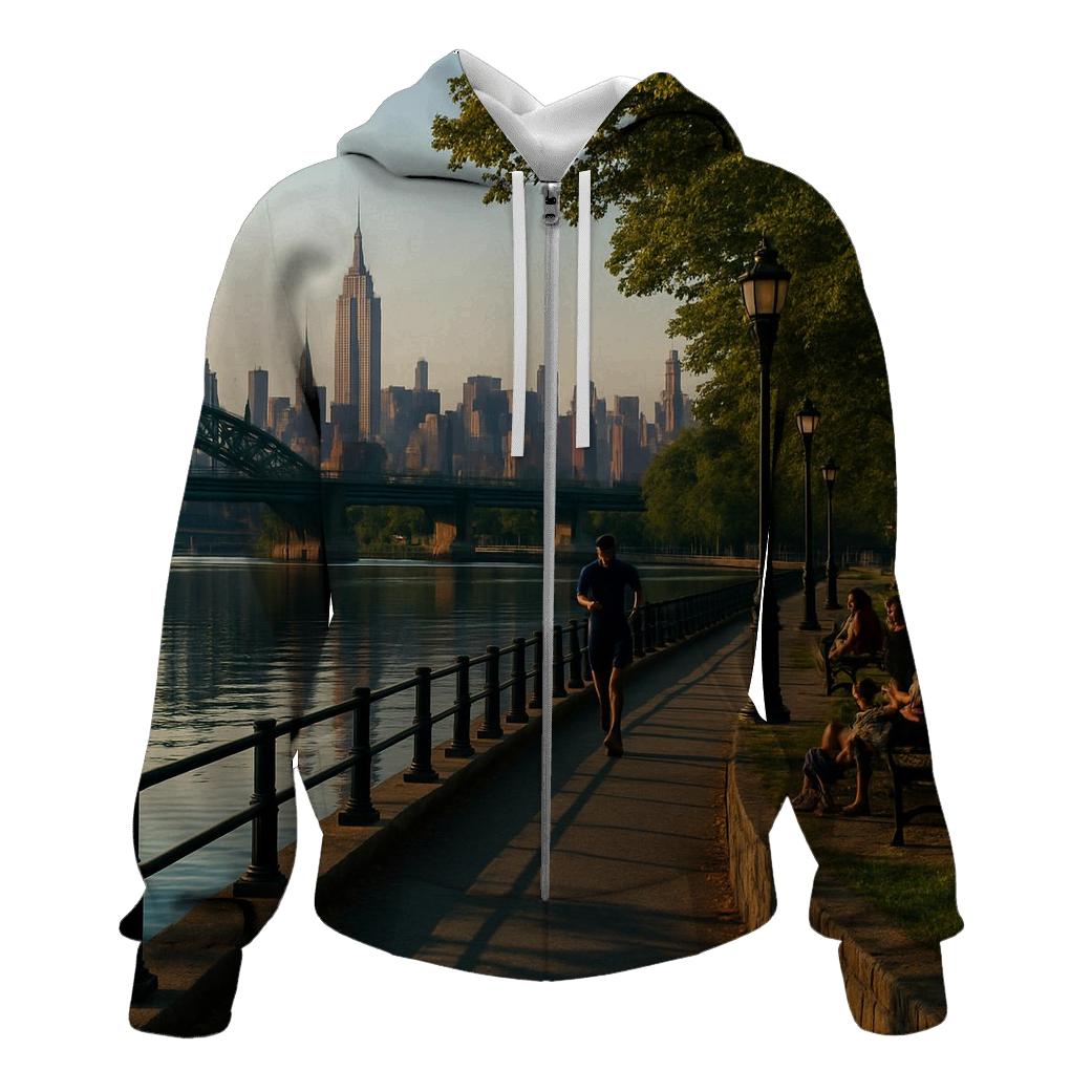 Harlem River Park Skyline Reflection custom hoodies
