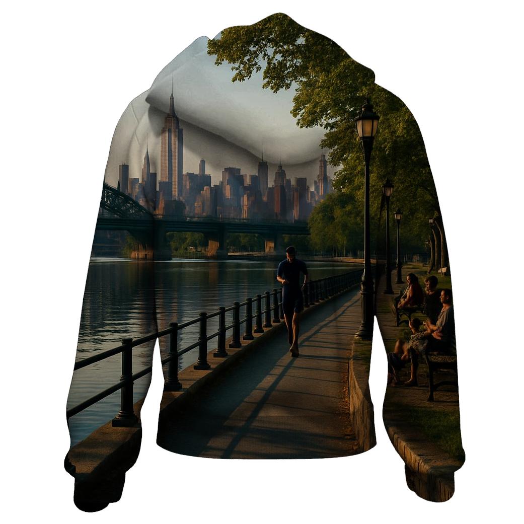 Harlem River Park Skyline Reflection custom hoodies