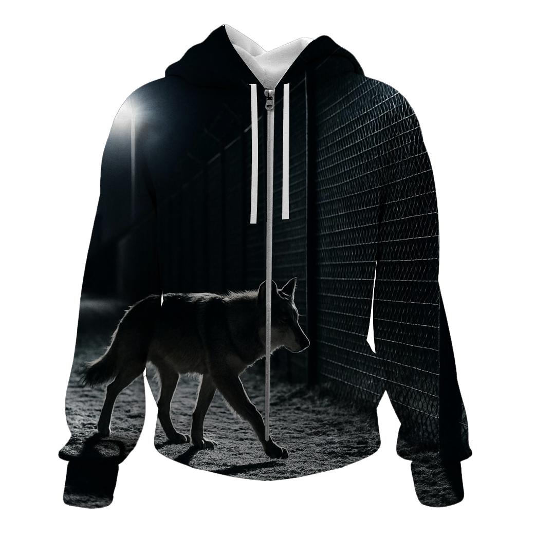 Night Patrol Wolf At Border Fence custom hoodies