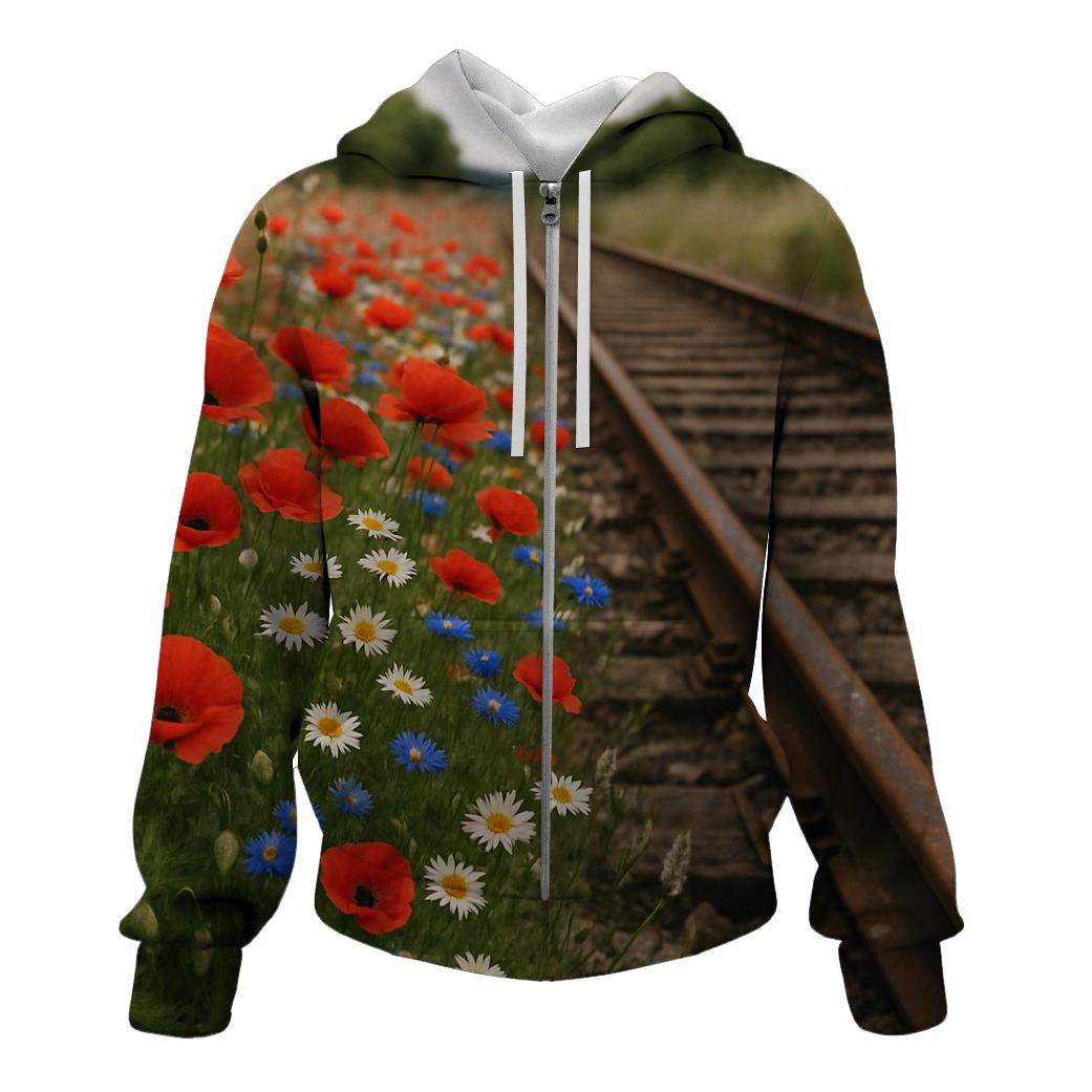 Wildflower Verge Beside Country Rail designer hoodies