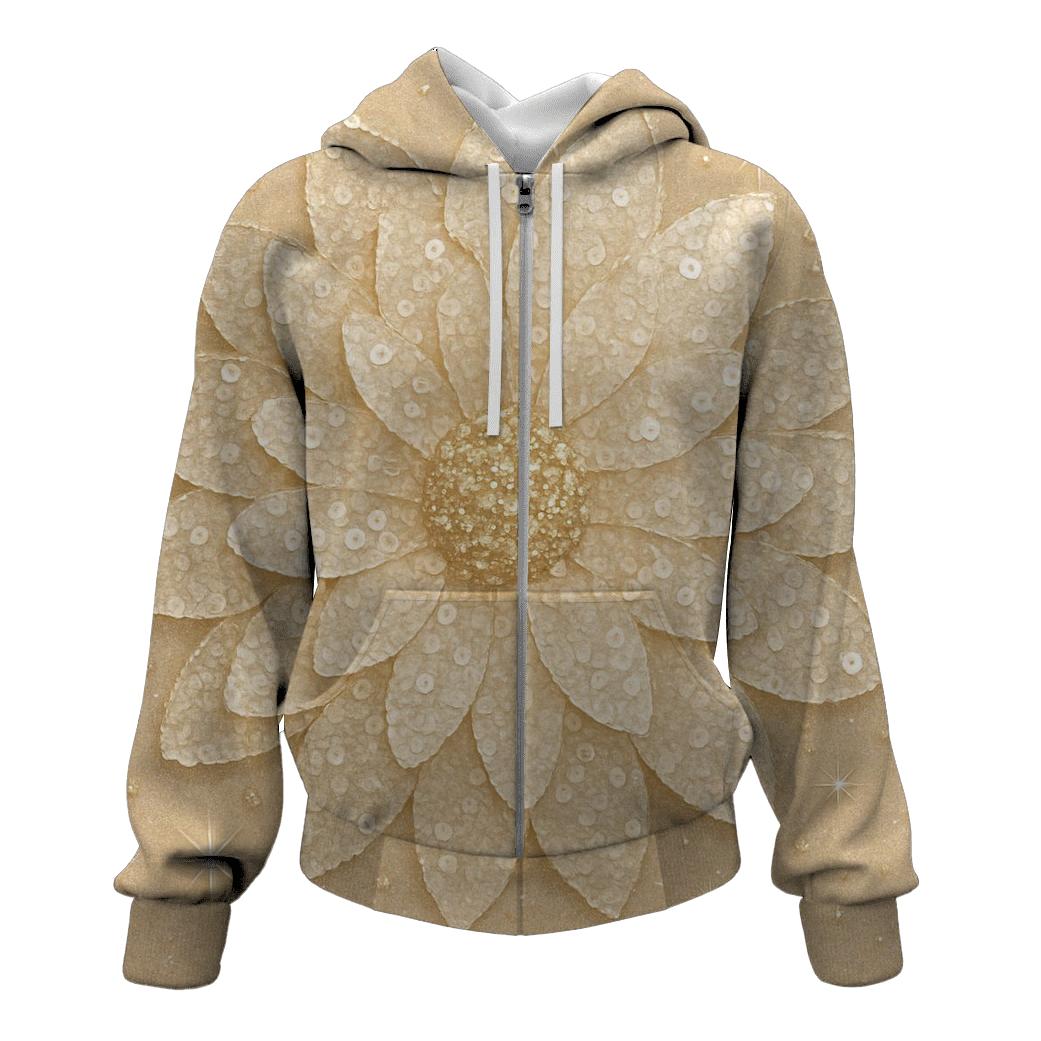 Champagne Sequin Bloom printed hoodies