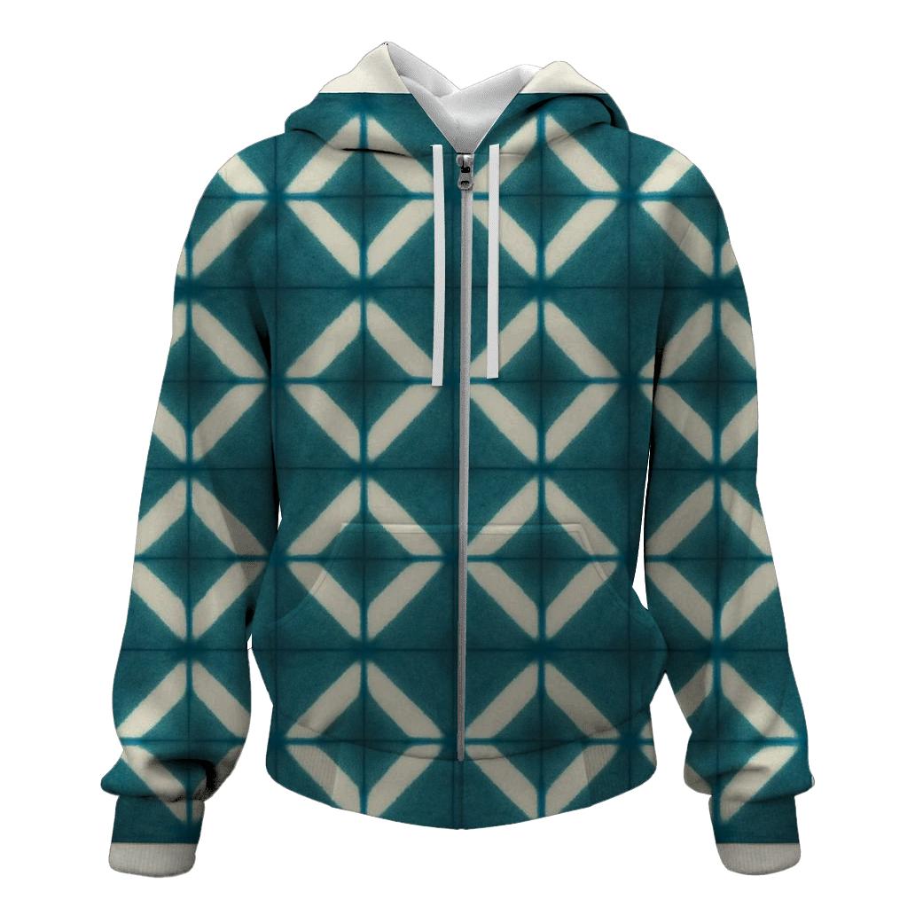 Teal Itajime Clamp Lattice hoodies fashion