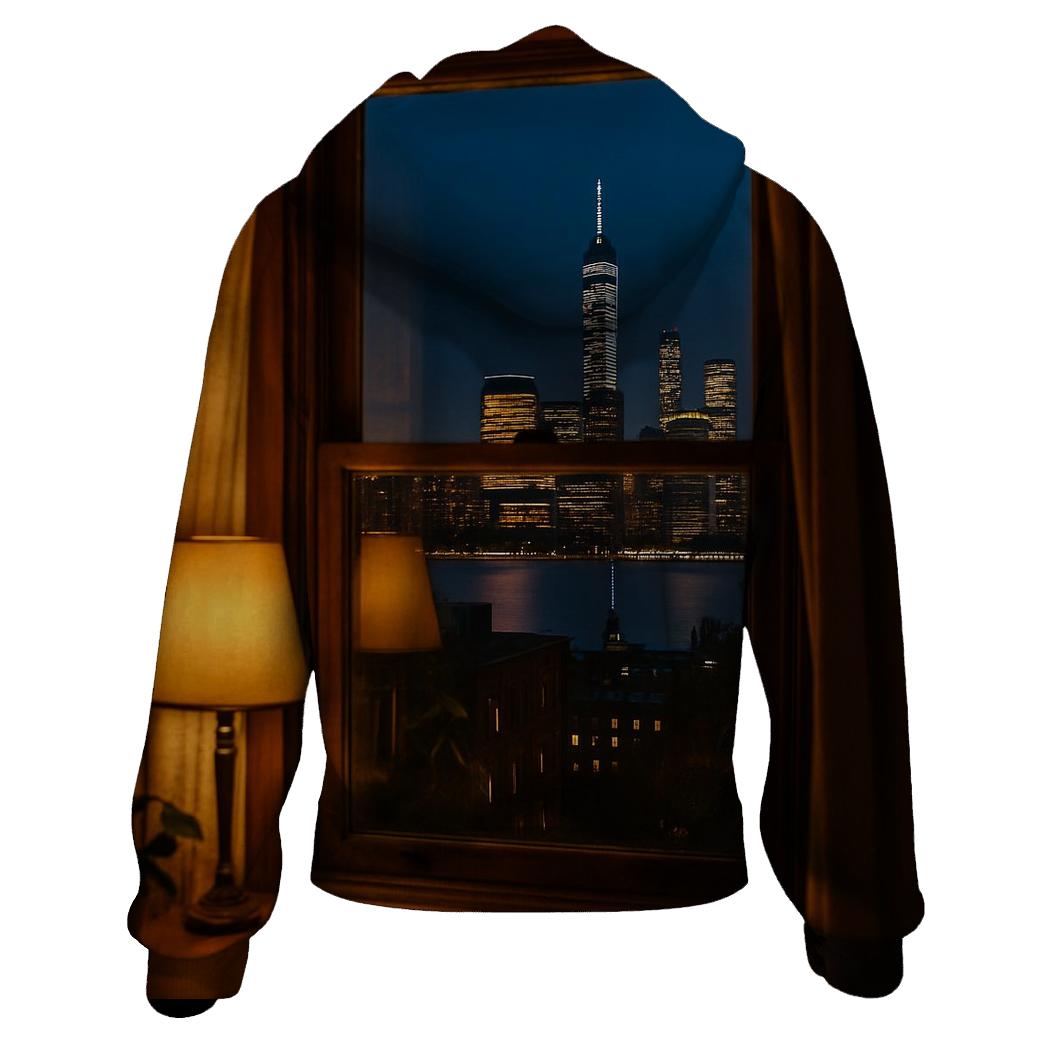 Brooklyn Brownstone Window Skyline Glimpse graphic hoodies