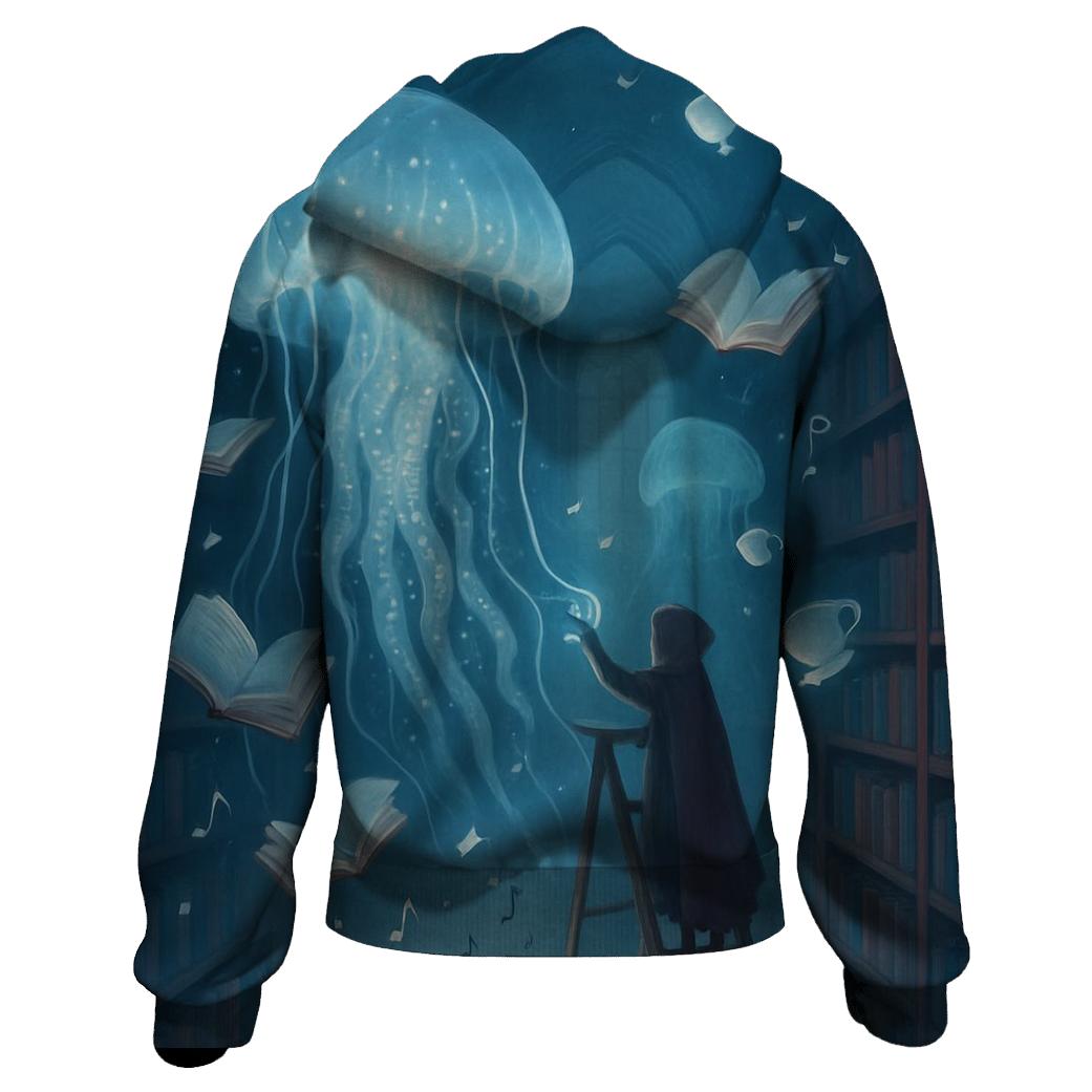 Jellyfish Parade In The Library lightweight hoodies