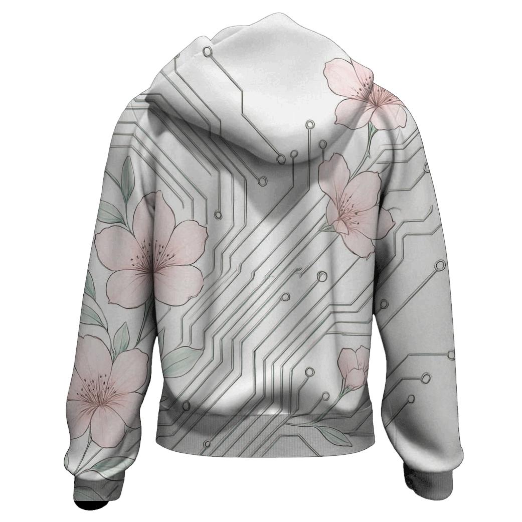 Floral Circuit Harmony graphic hoodies