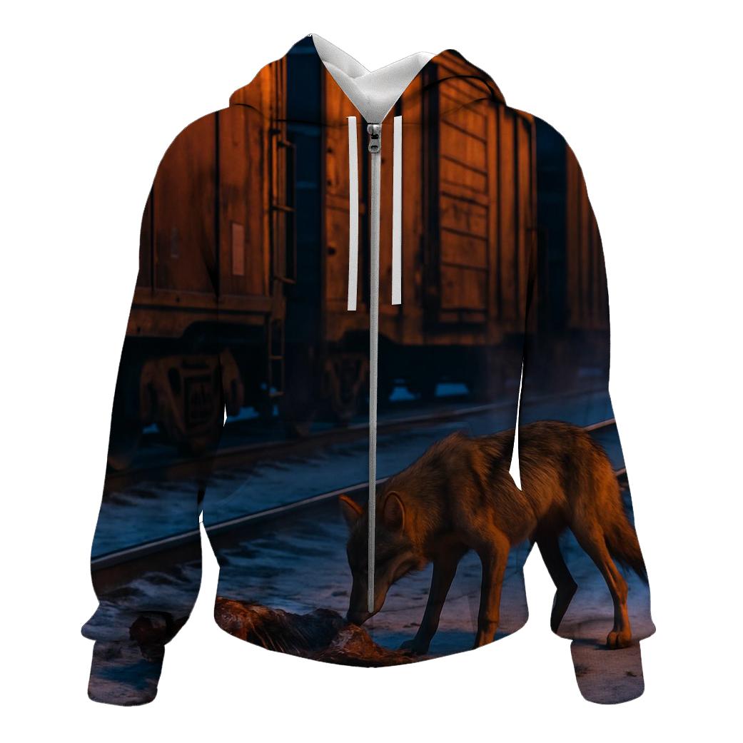 Industrial Rail Yard Scavenger Wolf hoodie trends