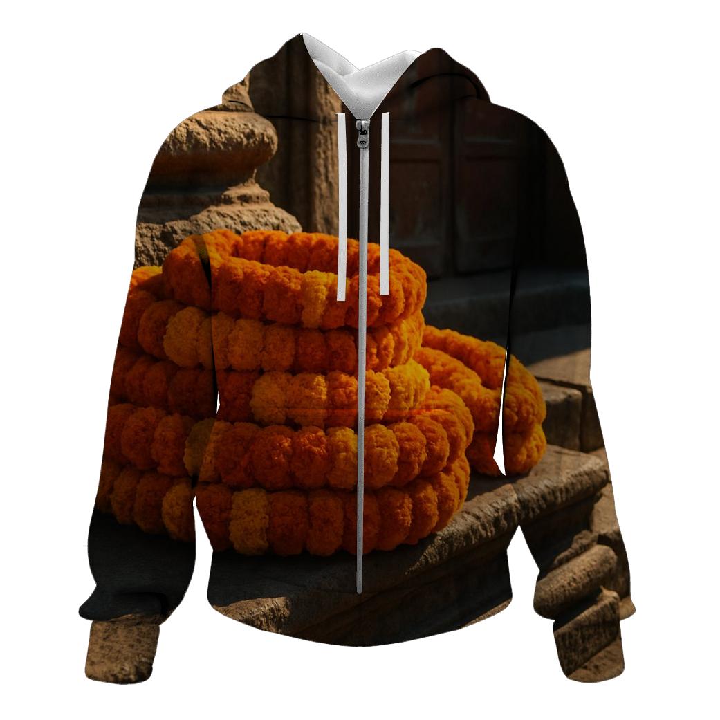 Marigold Garlands At Temple Steps hoodie trends
