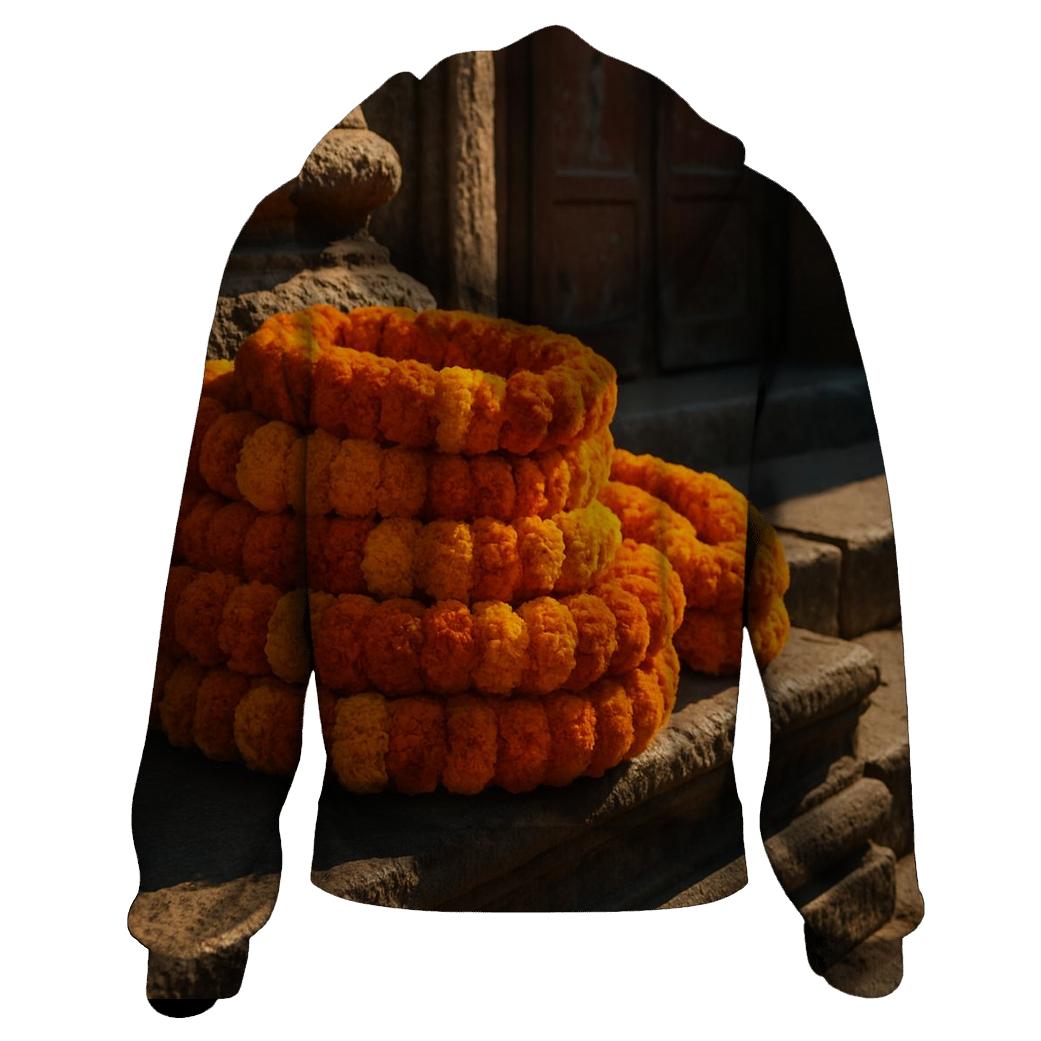 Marigold Garlands At Temple Steps hoodie trends