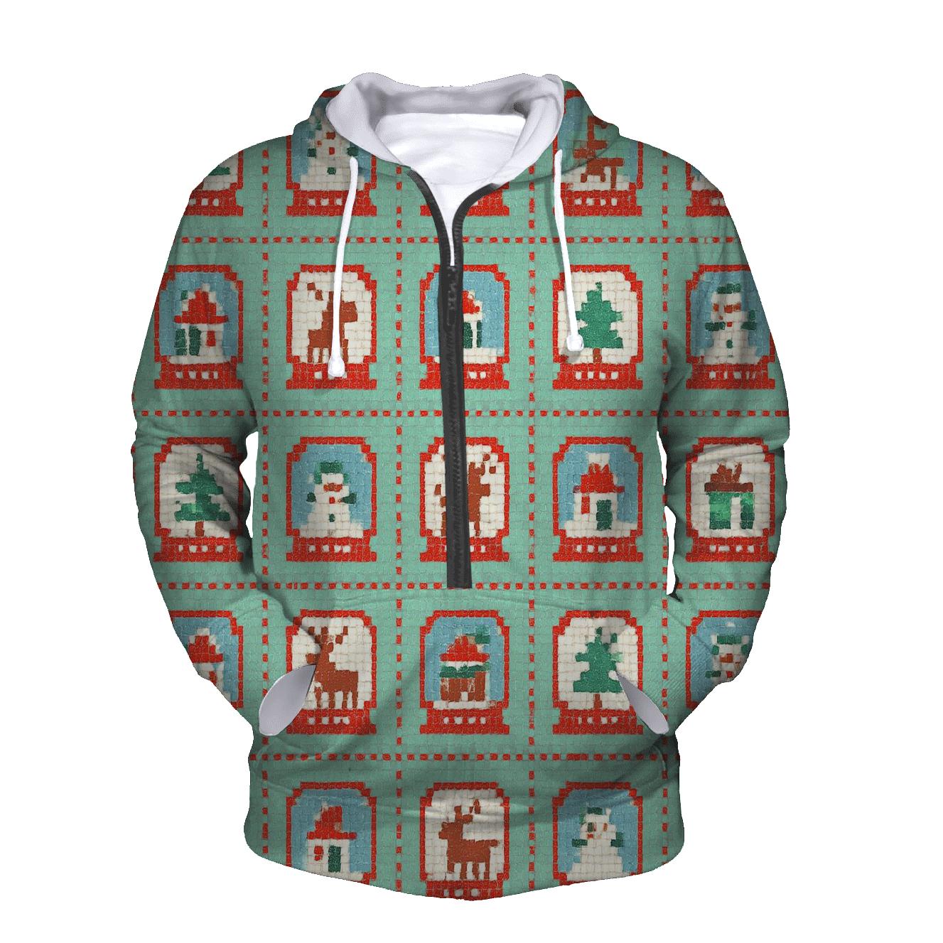 Snow Globe Window Grid Design embroidered hoodies