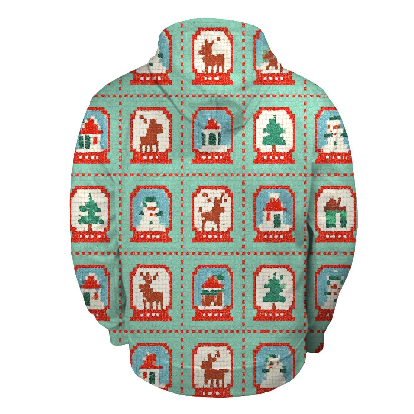 Snow Globe Window Grid Design embroidered hoodies