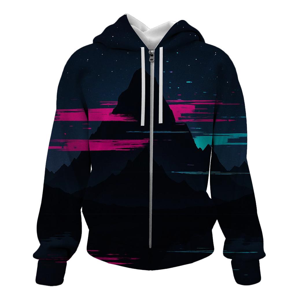 Midnight Mountain Glitch pullover hoodies