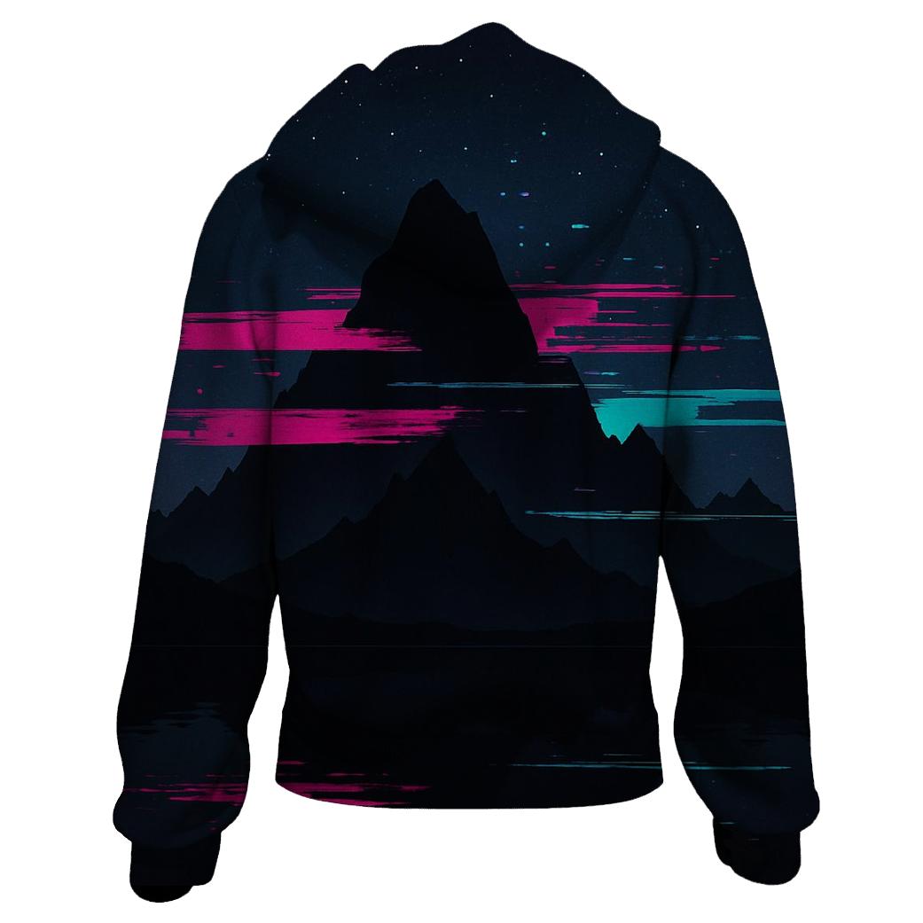 Midnight Mountain Glitch pullover hoodies
