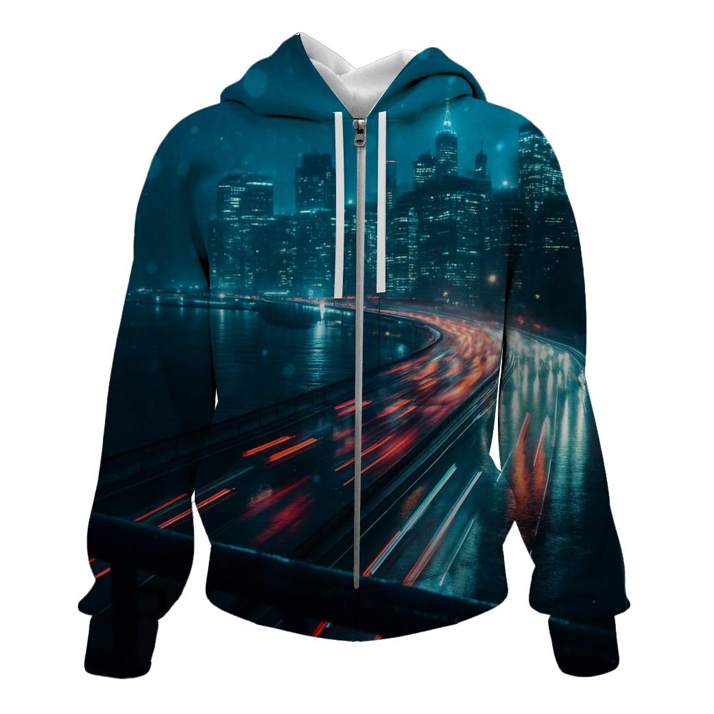 Rain Slicked FDR Drive Skyline Rush pullover hoodies