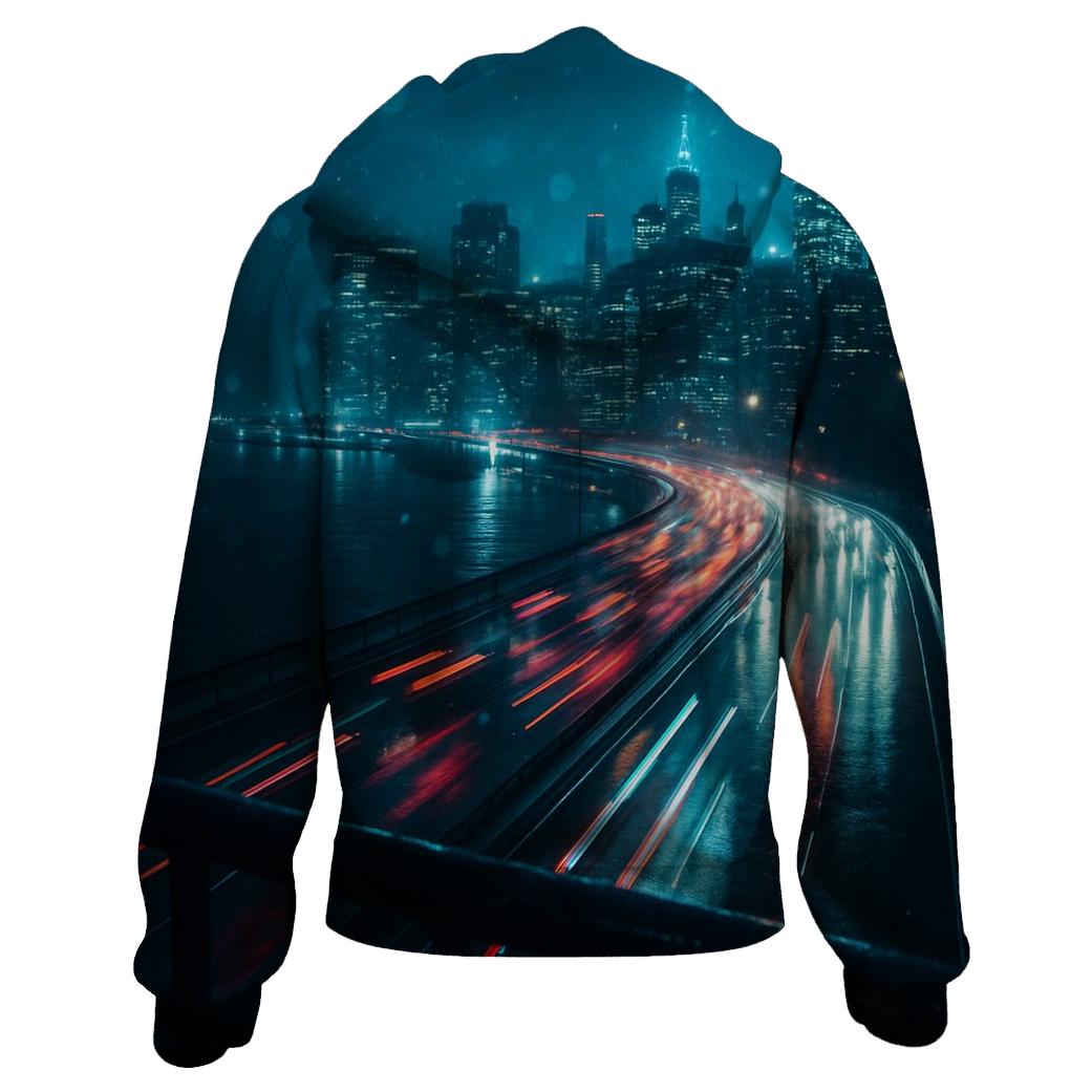 Rain Slicked FDR Drive Skyline Rush pullover hoodies