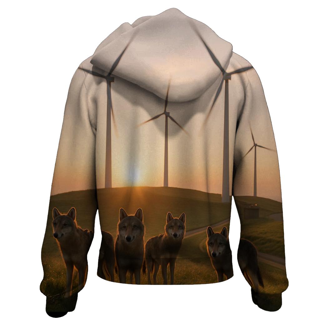 Wolf Pack At Wind Farm Ridge heavyweight hoodies