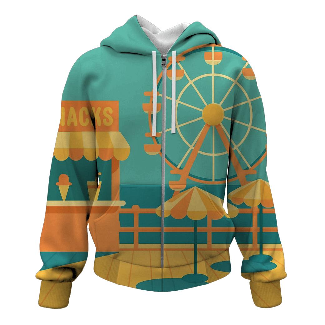 Retro Beach Boardwalk Day embroidered hoodies
