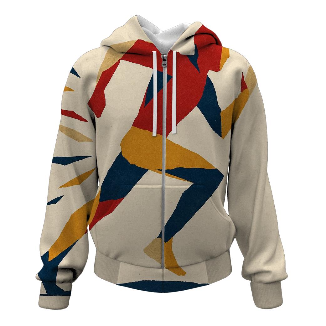 Kinetic Paper Collage Runner zip-up hoodies