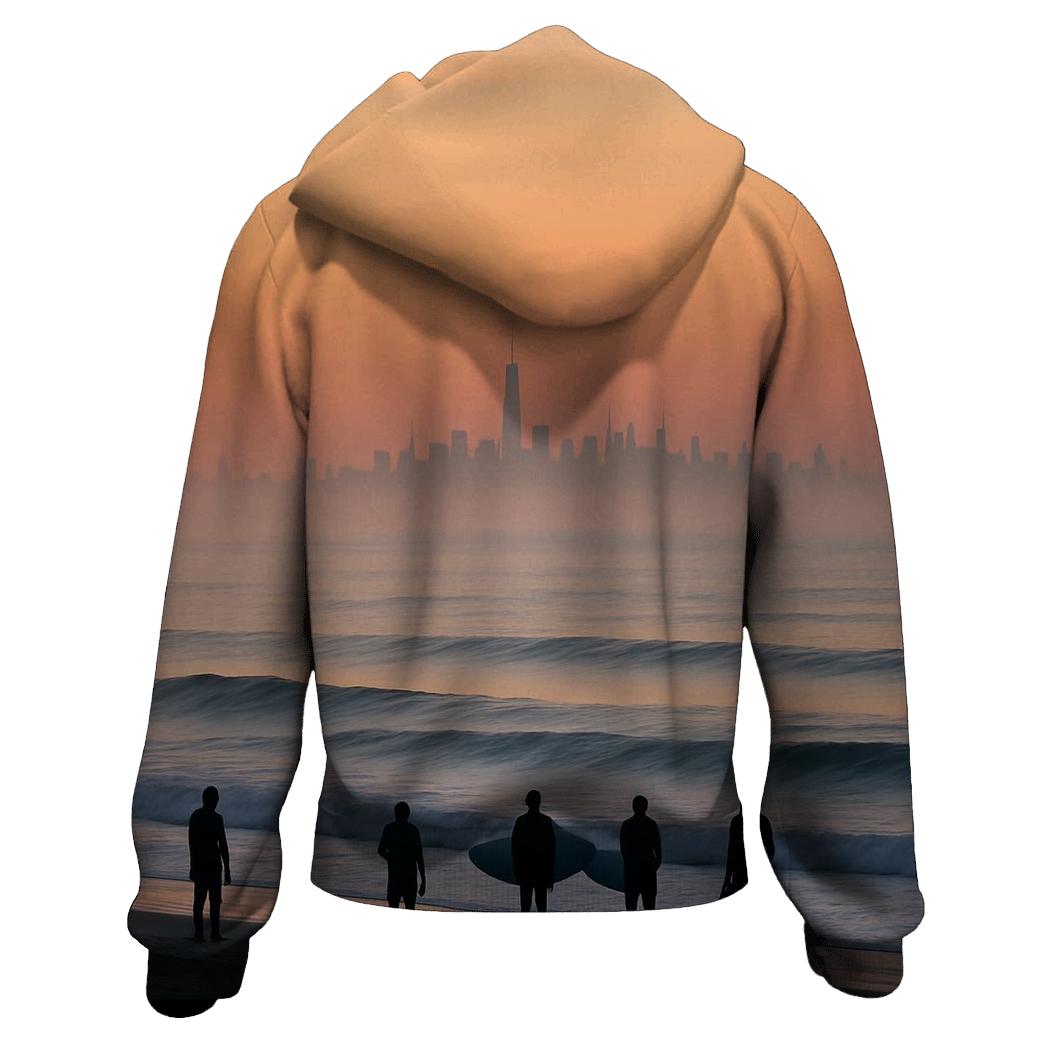 Sunrise From Rockaway With Distant Towers zip-up hoodies