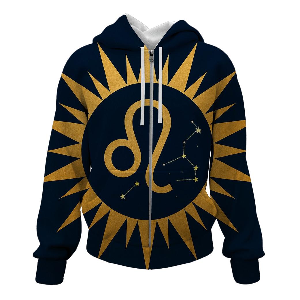 Leo Solar Crest Radiance custom hoodies