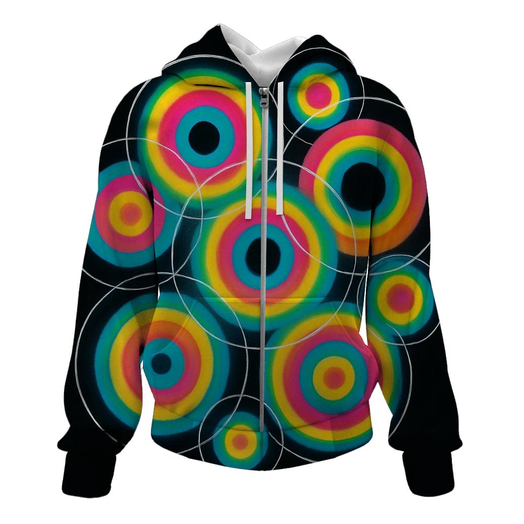 Neon Orbital Ring Cluster zip-up hoodies