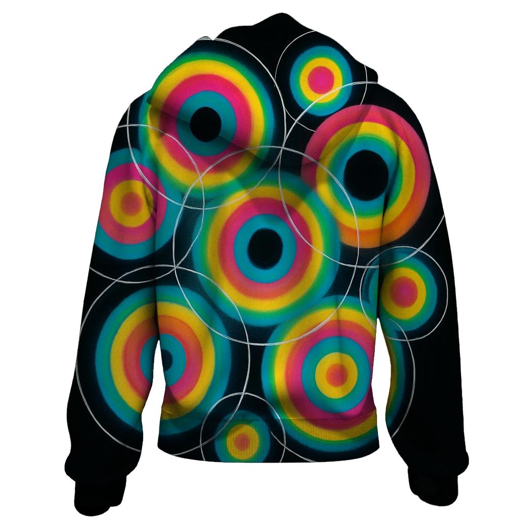 Neon Orbital Ring Cluster zip-up hoodies