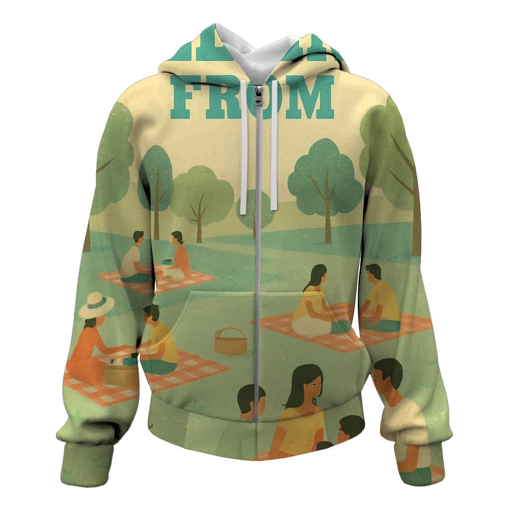 Retro Picnic Park Postcard custom hoodies