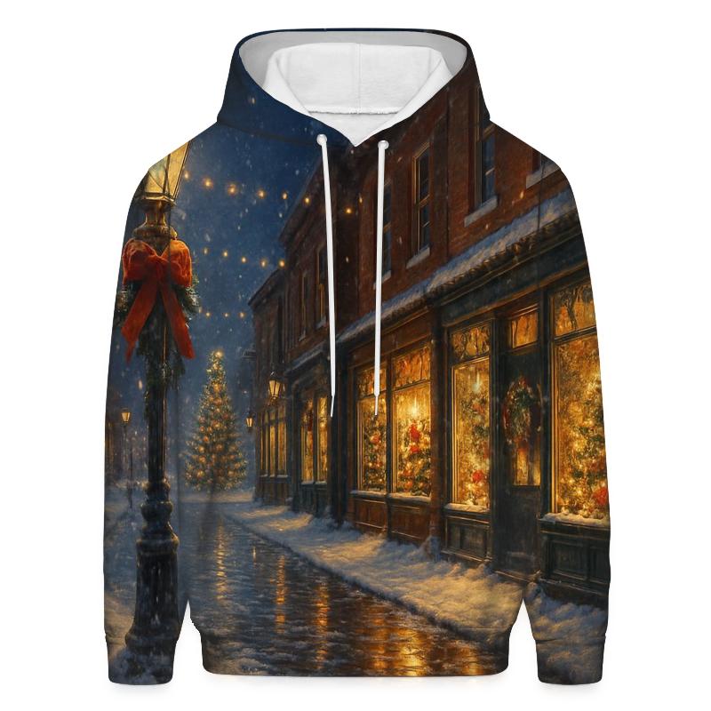 Midnight Snowfall On Main Street graphic hoodies