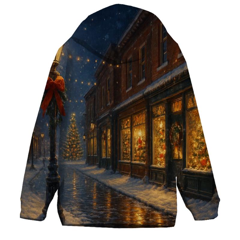 Midnight Snowfall On Main Street graphic hoodies