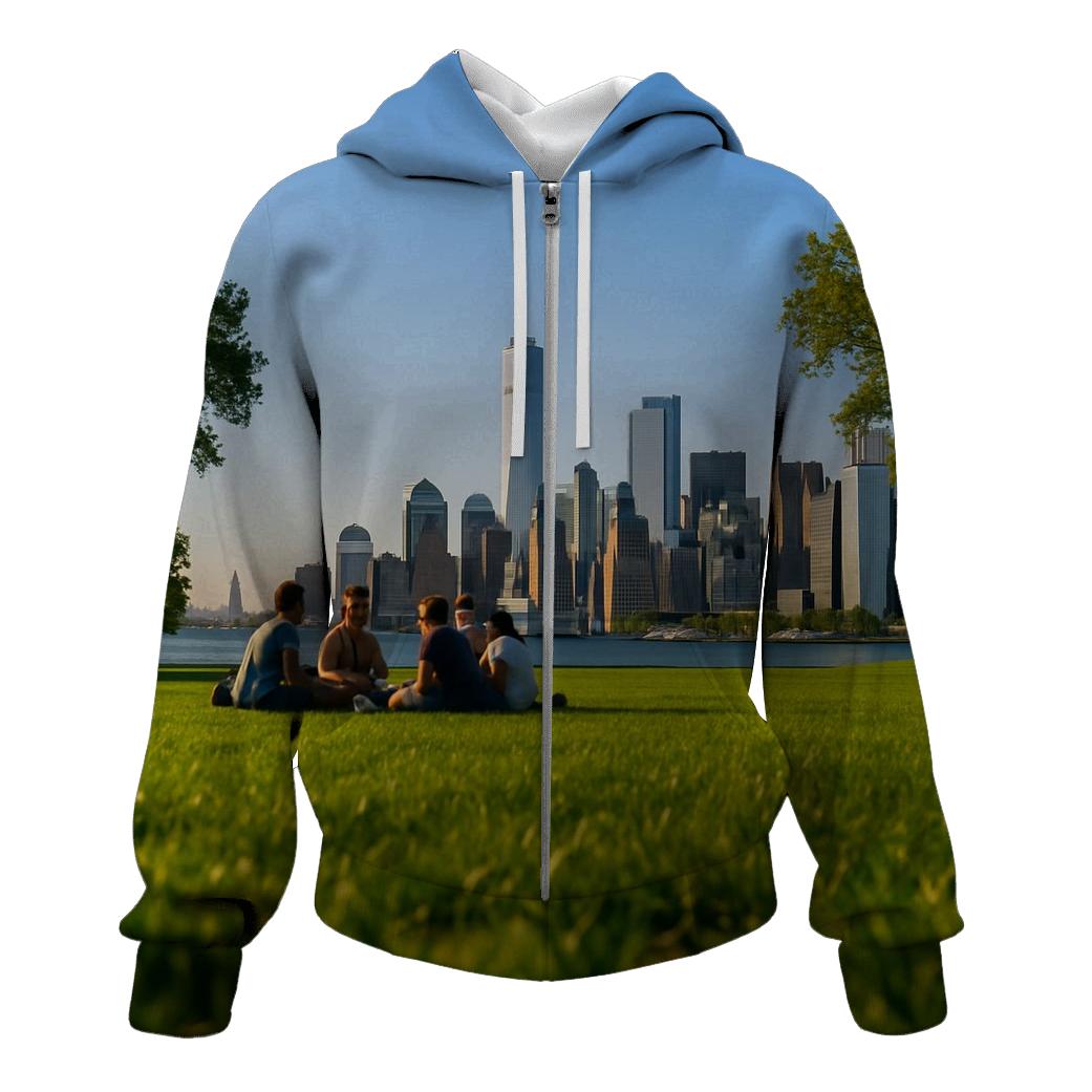 Governors Island Lawn With Skyline Picnic zip-up hoodies