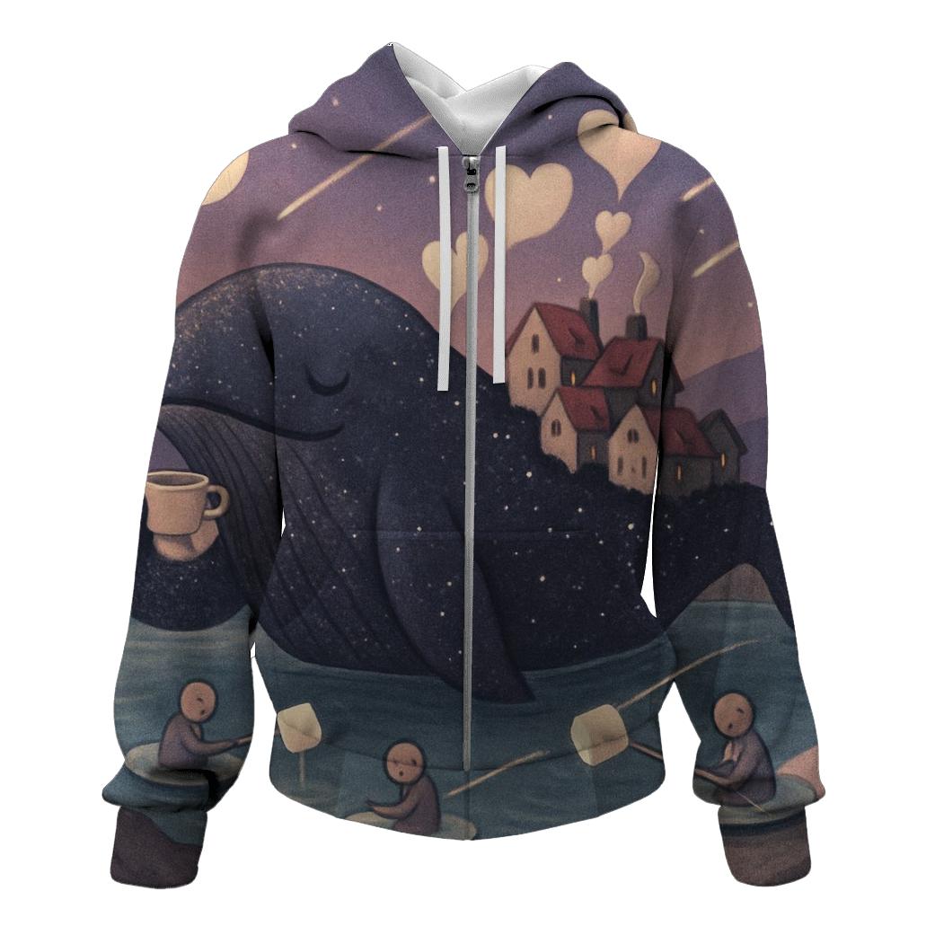 Tea Time With The Meteor Whale zip-up hoodies