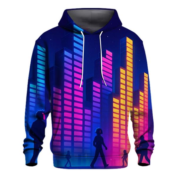 Neon Equalizer Skyline designer hoodies