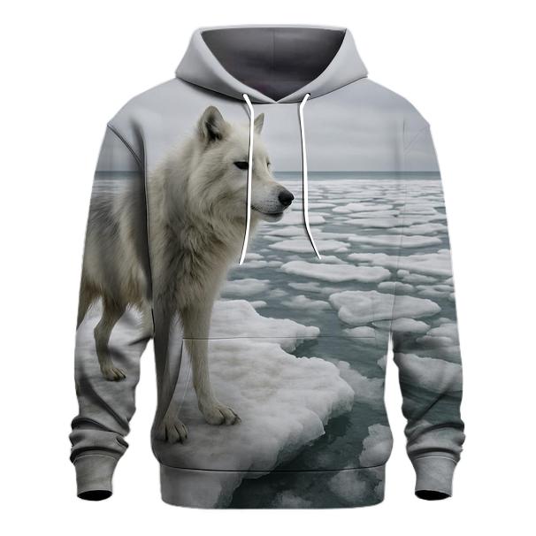 Arctic Wolf On Melting Shoreline zip-up hoodies