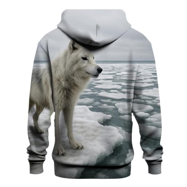 Arctic Wolf On Melting Shoreline zip-up hoodies