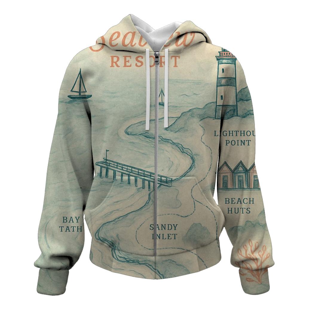Vintage Seaside Holiday Souvenir Map hoodie designs
