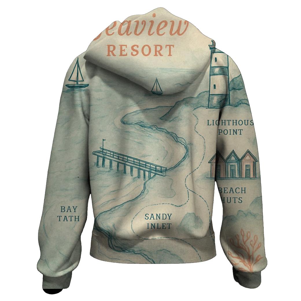 Vintage Seaside Holiday Souvenir Map hoodie designs