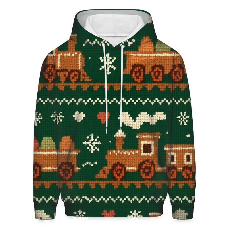 Gingerbread Train Tracks Design premium hoodies