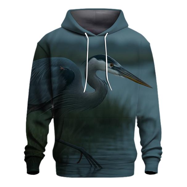 Misty Marsh Stalk Great Blue Heron hoodies fashion