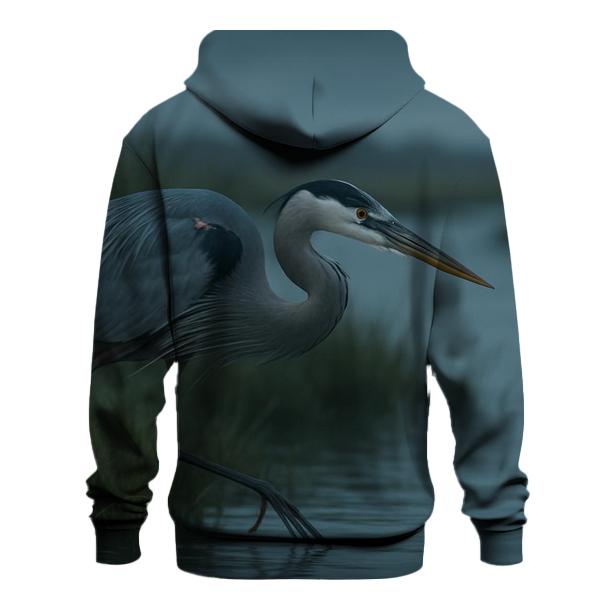 Misty Marsh Stalk Great Blue Heron hoodies fashion
