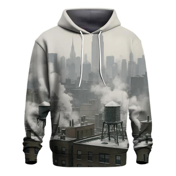 Winter Smoke Over Midtown Rooftops graphic hoodies